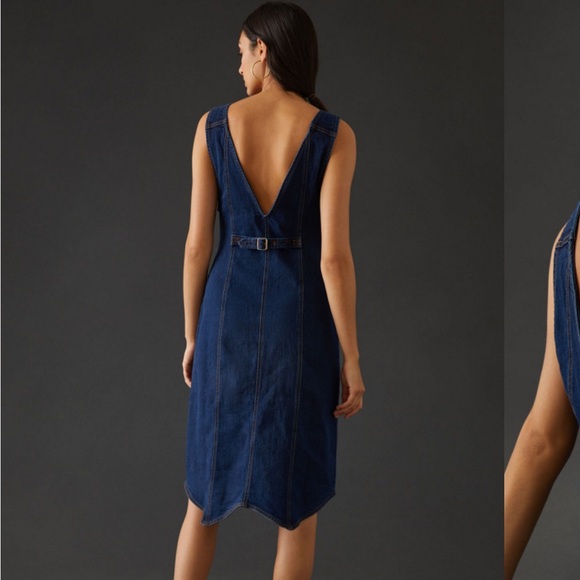 Anthropologie Pilcro dark wash denim double-breasted vest dress - Picture 8 of 14